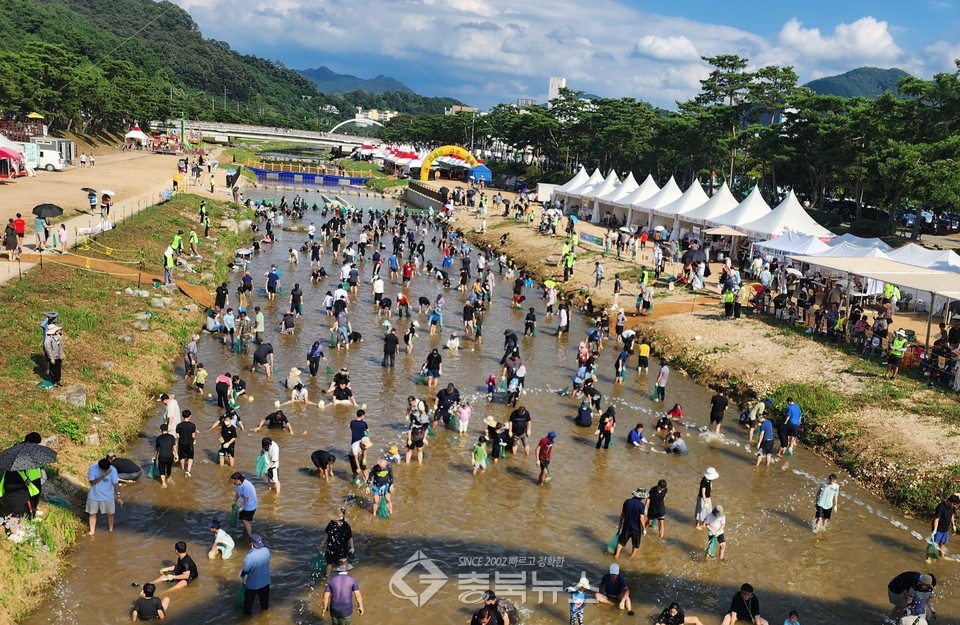 ‘고추물고기를 잡아라’에 참여하는 참가자들의 모습. ⓒ양정아 기자