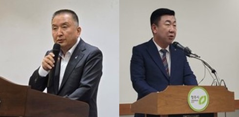 김영환 충북도지사(왼쪽)와 이범석 청주시장